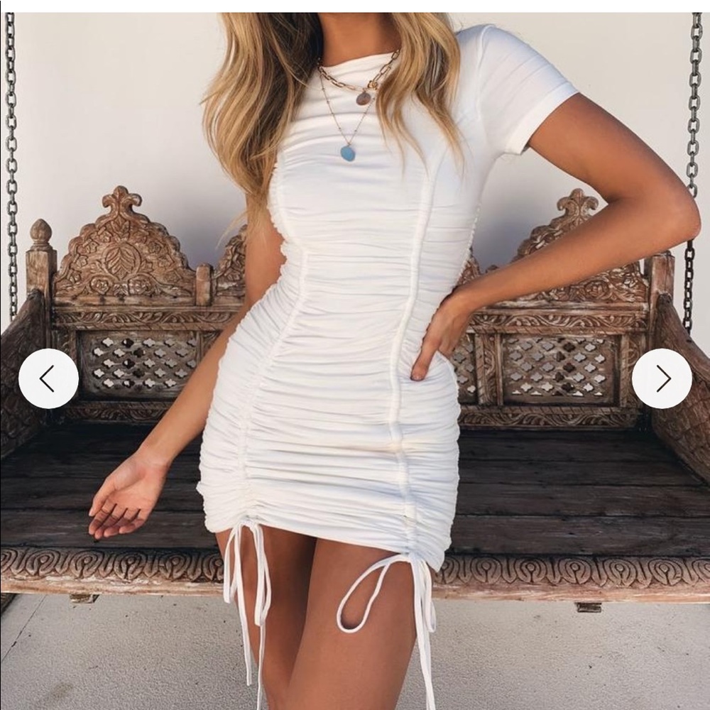 Tiger Mist Tie Ruched Minidress S
